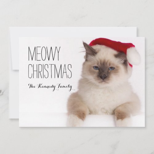 Birman Cat Santa Holiday Card