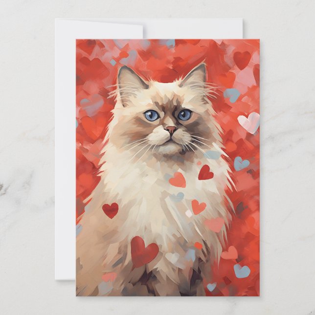 Birman cat  Valentine's day  Holiday Card (Front)