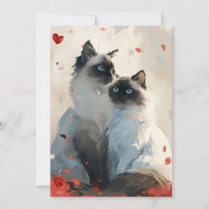 Birman Cats Valentine's Day Holiday Card