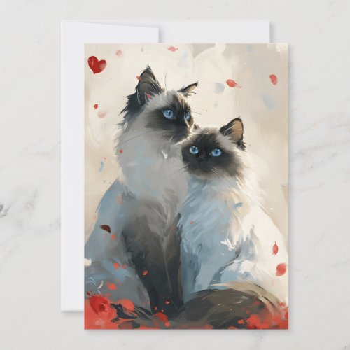 Birman Cats Valentines Day Holiday Card