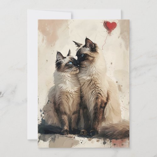 Birman cats Valentines day  Holiday Card