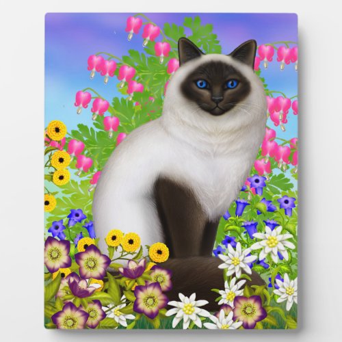 Birman Ragdoll Cat in Flowers Plaque