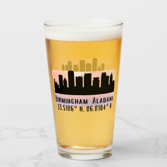 Birmingham AL City Skyline  Glass (Front Filled)