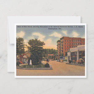 Birmingham AL Five Points View 1940s Postcard