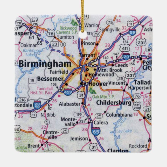 Birmingham AL Map Ceramic Ornament (Back)