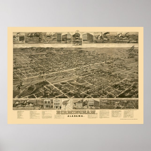Birmingham, AL Panoramic Map - 1885 Poster (Front)
