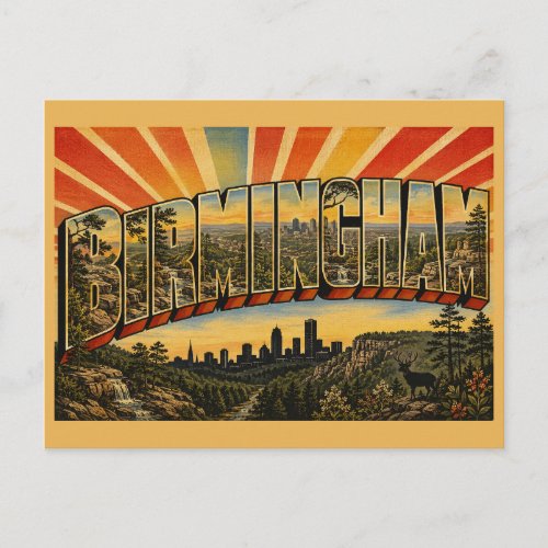Birmingham Alabama Forested Ridge Valley Art Postcard