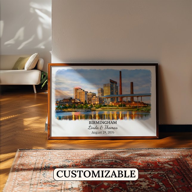 Birmingham Alabama Poster, Watercolor, Custom Poster (Creator Uploaded)
