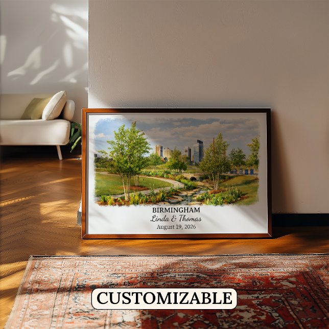 Birmingham Alabama Poster, Watercolor, Custom Poster (Creator Uploaded)