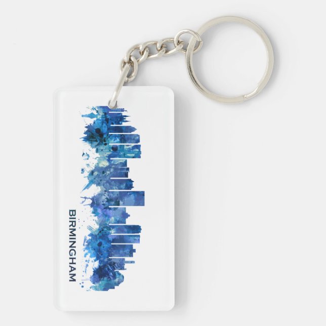 Birmingham Alabama Skyline Blue Keychain (Back)