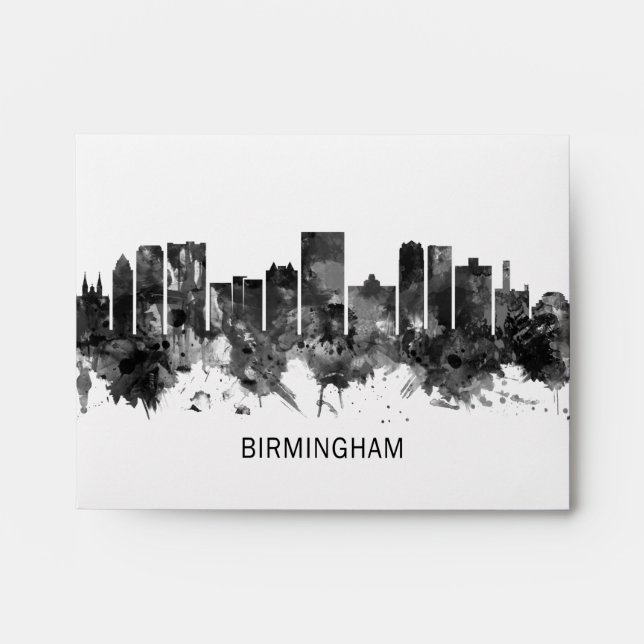 Birmingham Alabama Skyline BW Envelope (Front)