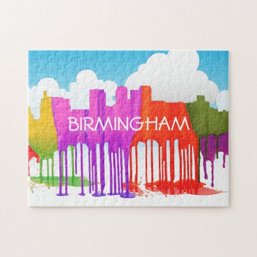 BIRMINGHAM ALABAMA SKYLINE _ PUDDLES _ JIGSAW PUZZLE