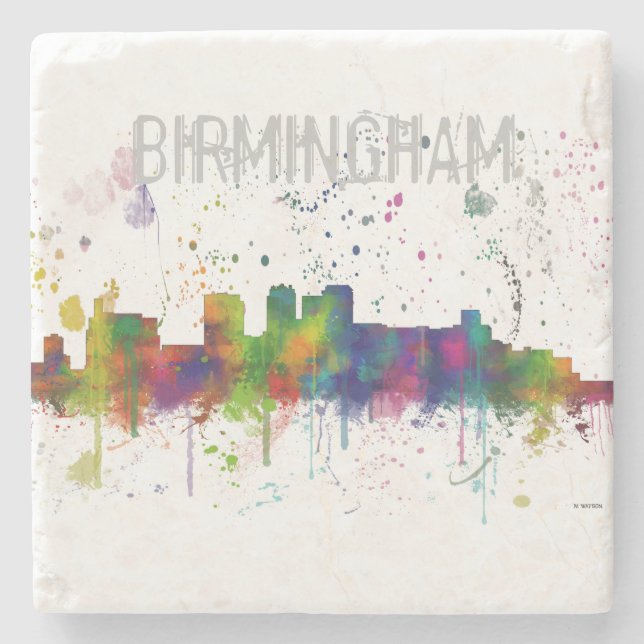 BIRMINGHAM ALABAMA SKYLINE STONE COASTER (Front)