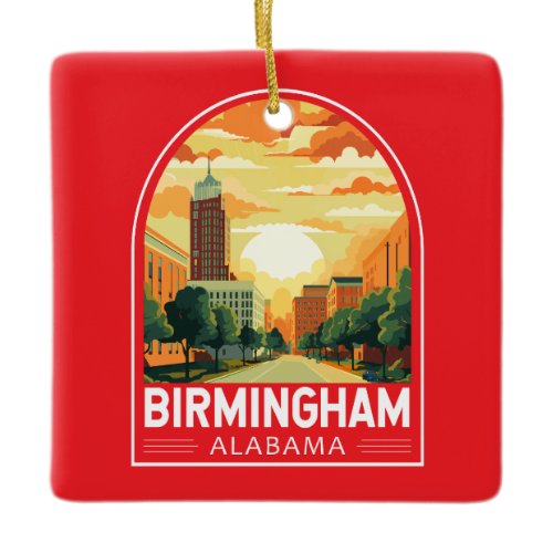 Birmingham Alabama Travel Art Emblem Ceramic Ornament