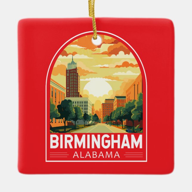 Birmingham Alabama Travel Art Emblem Ceramic Ornament (Front)