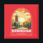 Birmingham Alabama Travel Art Emblem Magnet<br><div class="desc">Birmingham retro vector travel design. Birmingham is a leading industrial center in the South. It's also home to a vibrant cultural scene,  with world-class museums and art galleries,  urban festivals,  and the industrial district of Digbeth.</div>