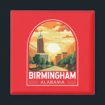 Birmingham Alabama Travel Art Emblem Magnet<br><div class="desc">Birmingham retro vector travel design. Birmingham is a leading industrial center in the South. It's also home to a vibrant cultural scene,  with world-class museums and art galleries,  urban festivals,  and the industrial district of Digbeth.</div>