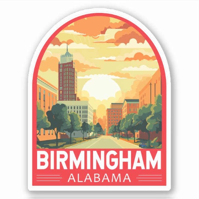 Birmingham Alabama Travel Art Emblem Sticker (Front)