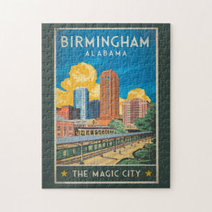 Birmingham Alabama Travel Art Vintage Jigsaw Puzzle