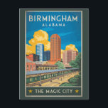 Birmingham Alabama Travel Art Vintage Postcard<br><div class="desc">Birmingham retro vector travel design. Birmingham is a leading industrial center in the South. It's also home to a vibrant cultural scene,  with world-class museums and art galleries,  urban festivals,  and the industrial district of Digbeth.</div>