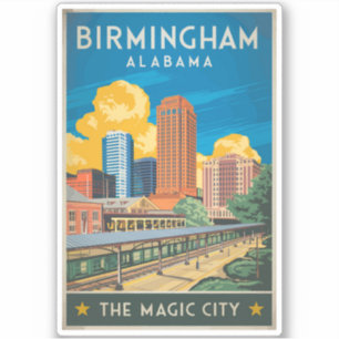 Birmingham Alabama Travel Art Vintage Sticker
