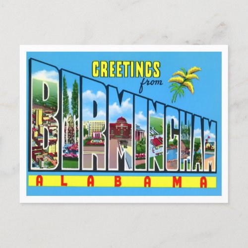 Birmingham Alabama Vintage Big Letters Postcard