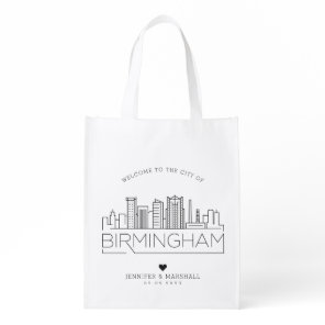 Birmingham, Alabama Wedding | Stylized Skyline Grocery Bag