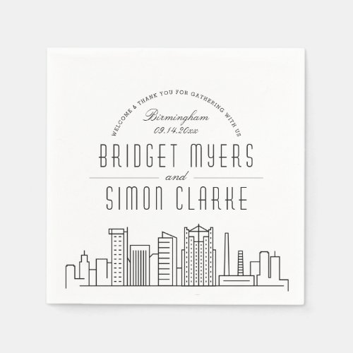 Birmingham Deco Skyline  Wedding Event Napkins