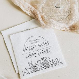 Birmingham Deco Skyline   Wedding Event Napkins