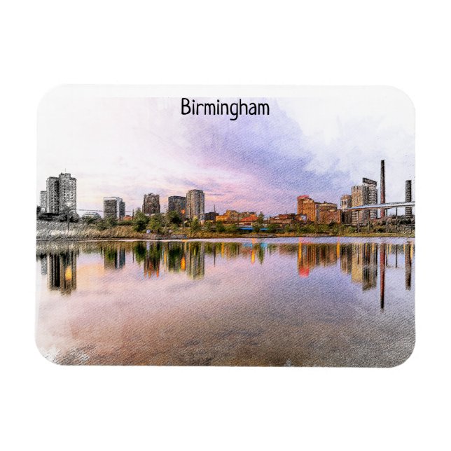 Birmingham England Panorama View Magnet (Horizontal)