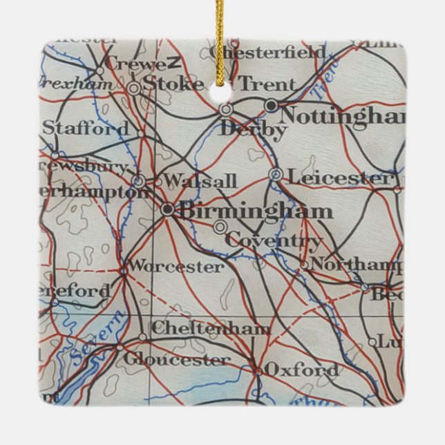 Birmingham England Vintage Map Ceramic Ornament (Back)