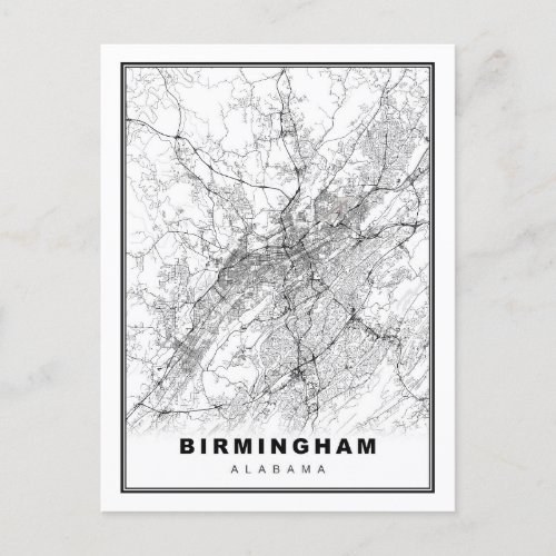 Birmingham Map Postcard