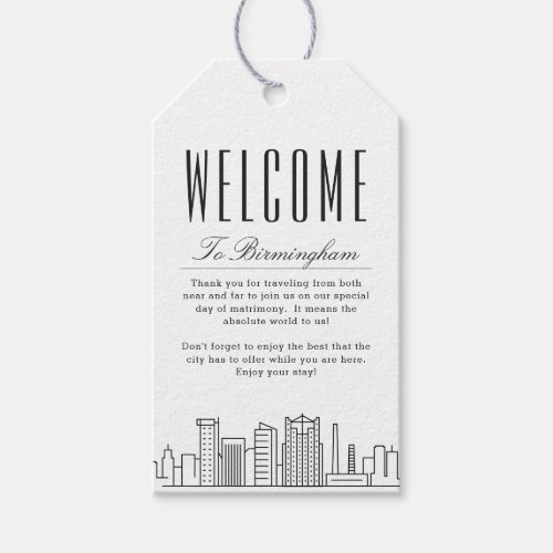 Birmingham Skyline  Welcome Message Gift Tags