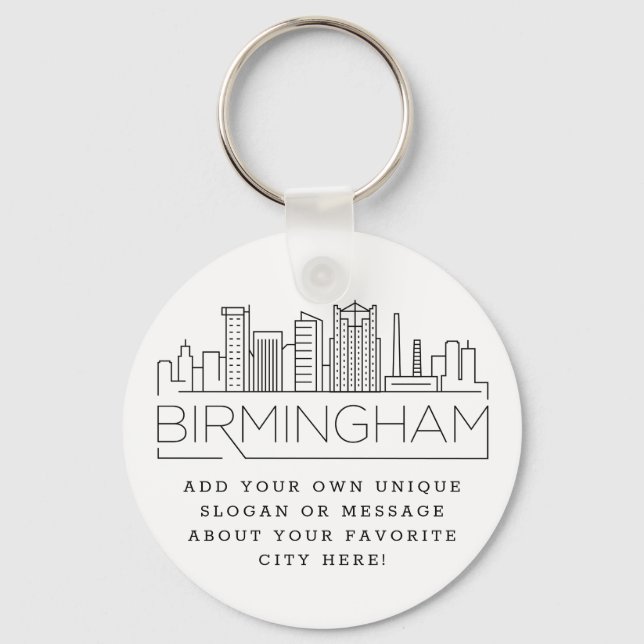 Birmingham Stylized Skyline | Custom Slogan Keychain (Front)