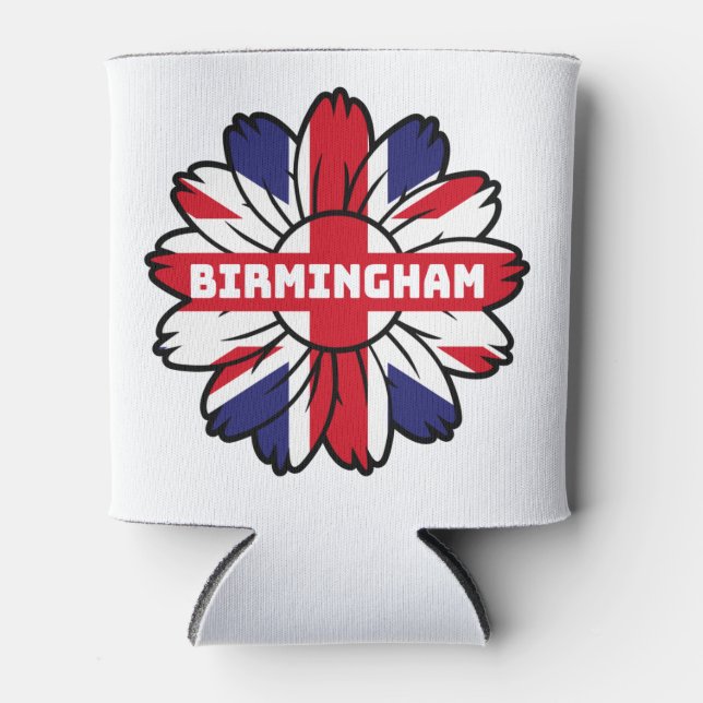 Birmingham Union Jack Sunflower  British Pride Can Cooler (Front)