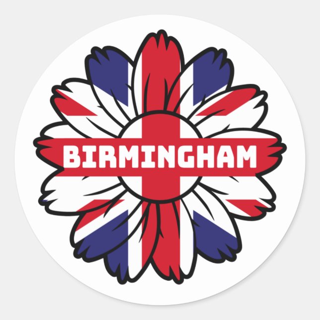 Birmingham Union Jack Sunflower  British Pride Classic Round Sticker (Front)