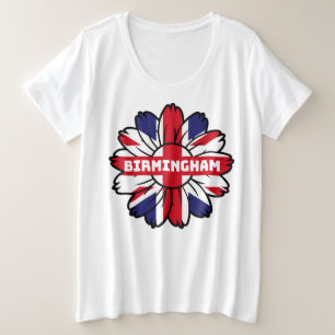 Birmingham Union Jack Sunflower  British Pride Plus Size T-Shirt