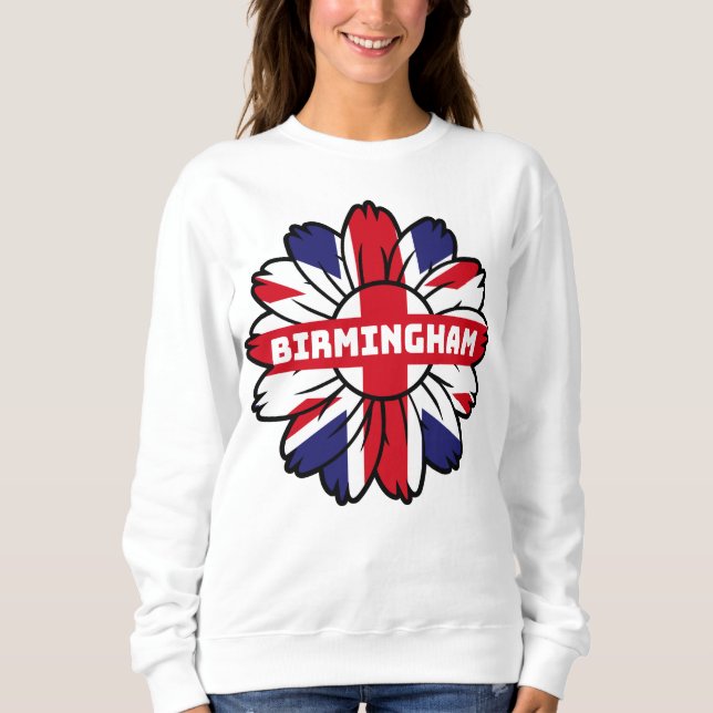 Birmingham Union Jack Sunflower  British Pride Sweatshirt (Front)