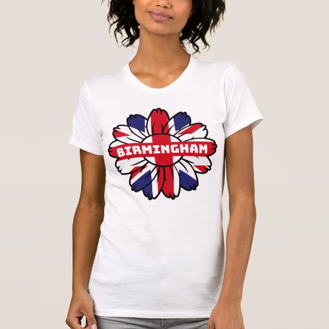 Birmingham Union Jack Sunflower  British Pride T-Shirt (Front)