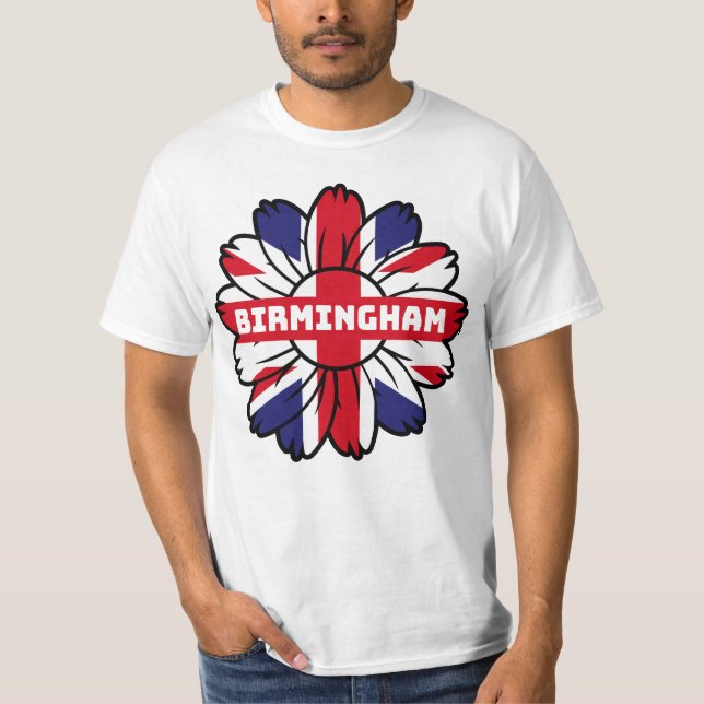 Birmingham Union Jack Sunflower  British Pride T-Shirt (Front)