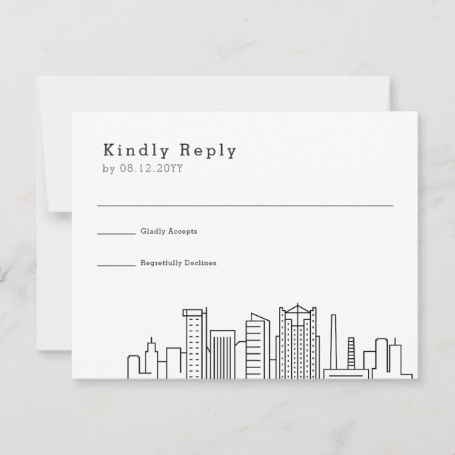 Birmingham Wedding | Stylized Skyline RSVP Card (Front)