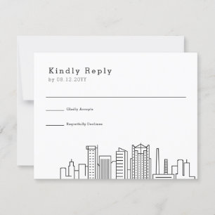 Birmingham Wedding   Stylized Skyline RSVP Card