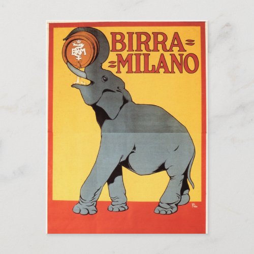 Birra Milano Vintage Elephant Postcard