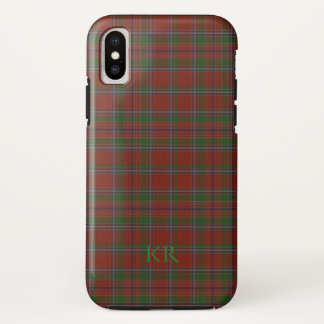 Birral Clan Tartan with your monogram / initials iPhone X Case