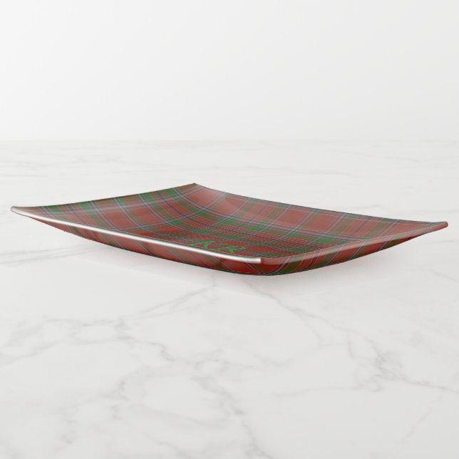 Birral Clan Tartan with your monogram / initials Trinket Tray (Angled)