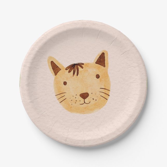 Birtday animal cat Birthday Party Paper Plates (Front)