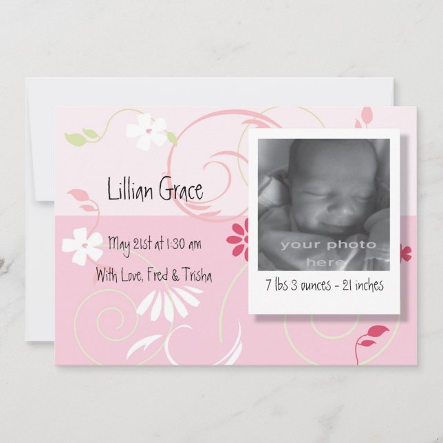 Birth Announcement Baby Girl (Front)