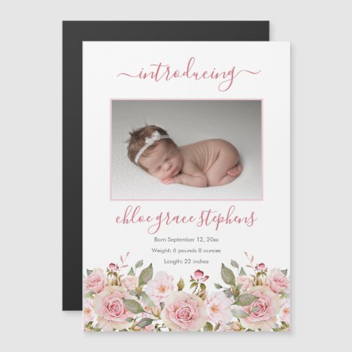 Birth Announcement _ Boho Floral Baby Girl Photo