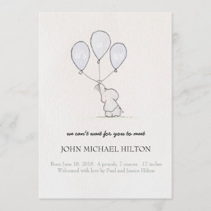 Birth Announcement Boy Elephant Balloons