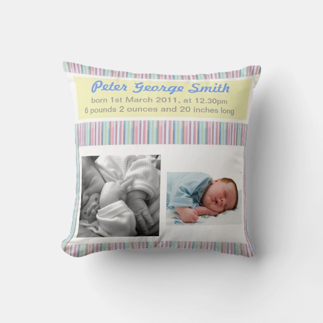 Birth Announcement Boy/Girl Pillow (Front)